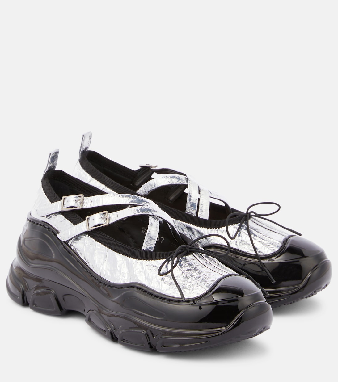 Chaussures plates Tracker en satin en argente Simone Rocha Mytheresa