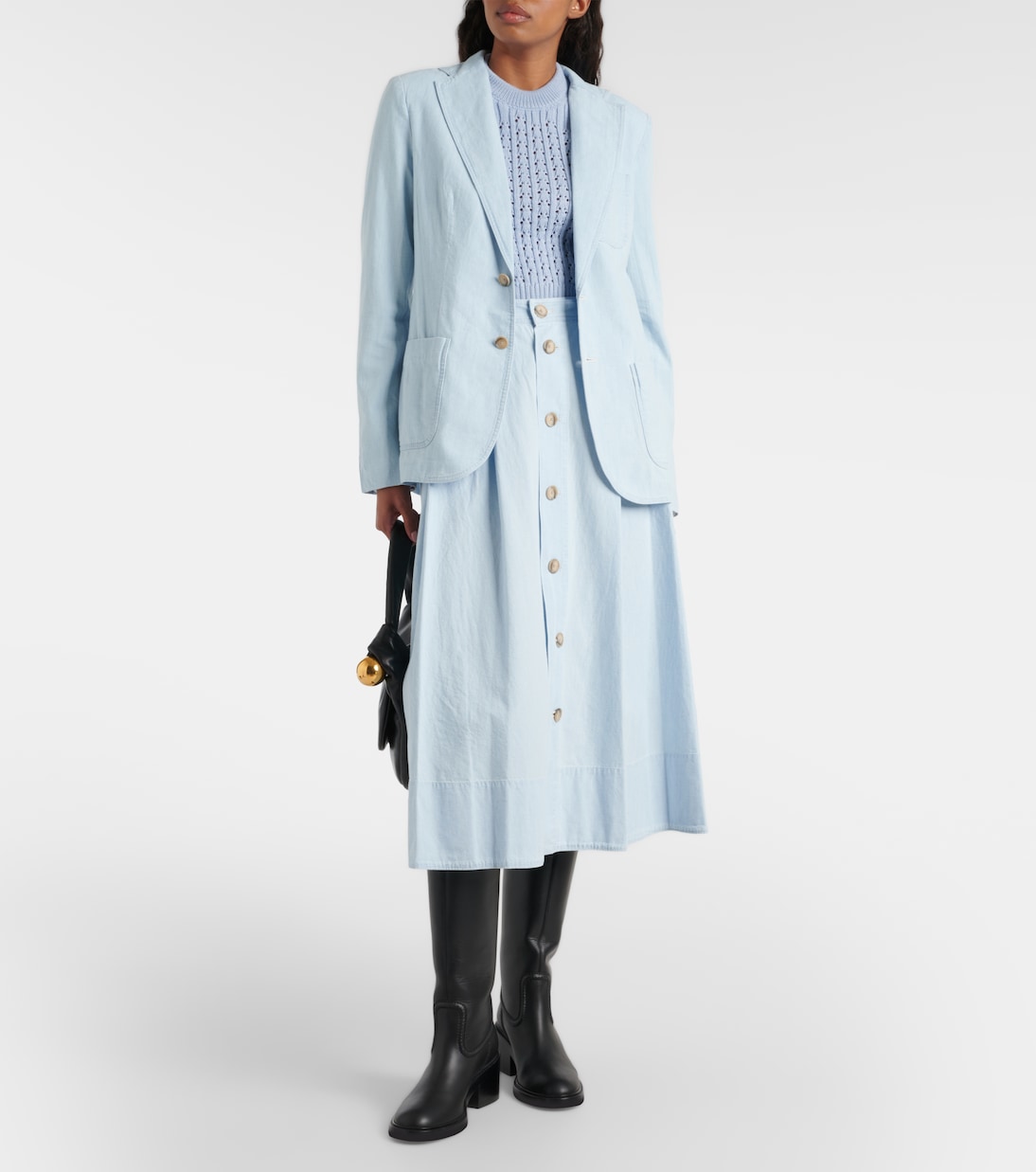 Falda midi acampanada de chambray | Polo Ralph Lauren