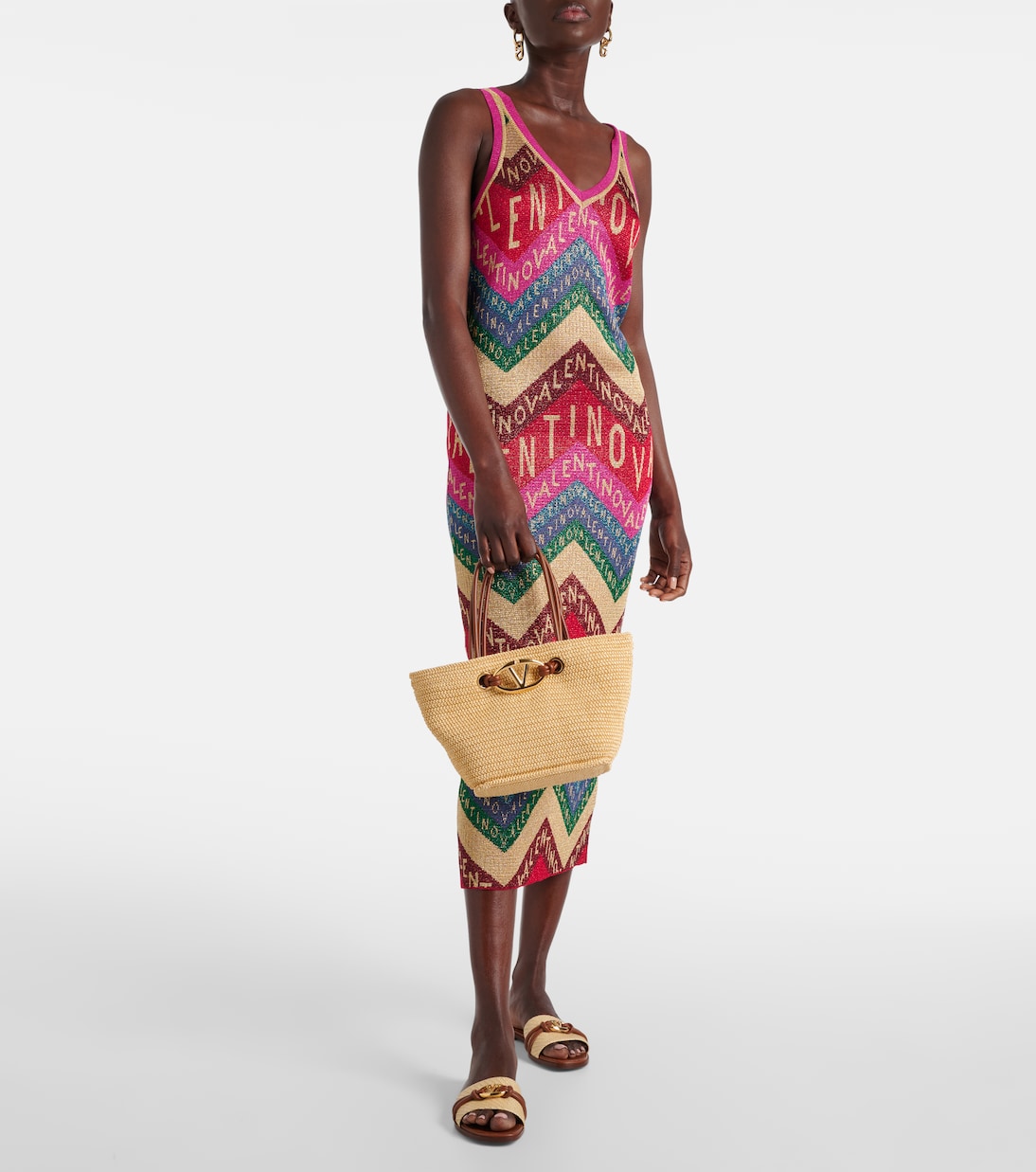 Vestido midi de Valentino Chevron | Valentino