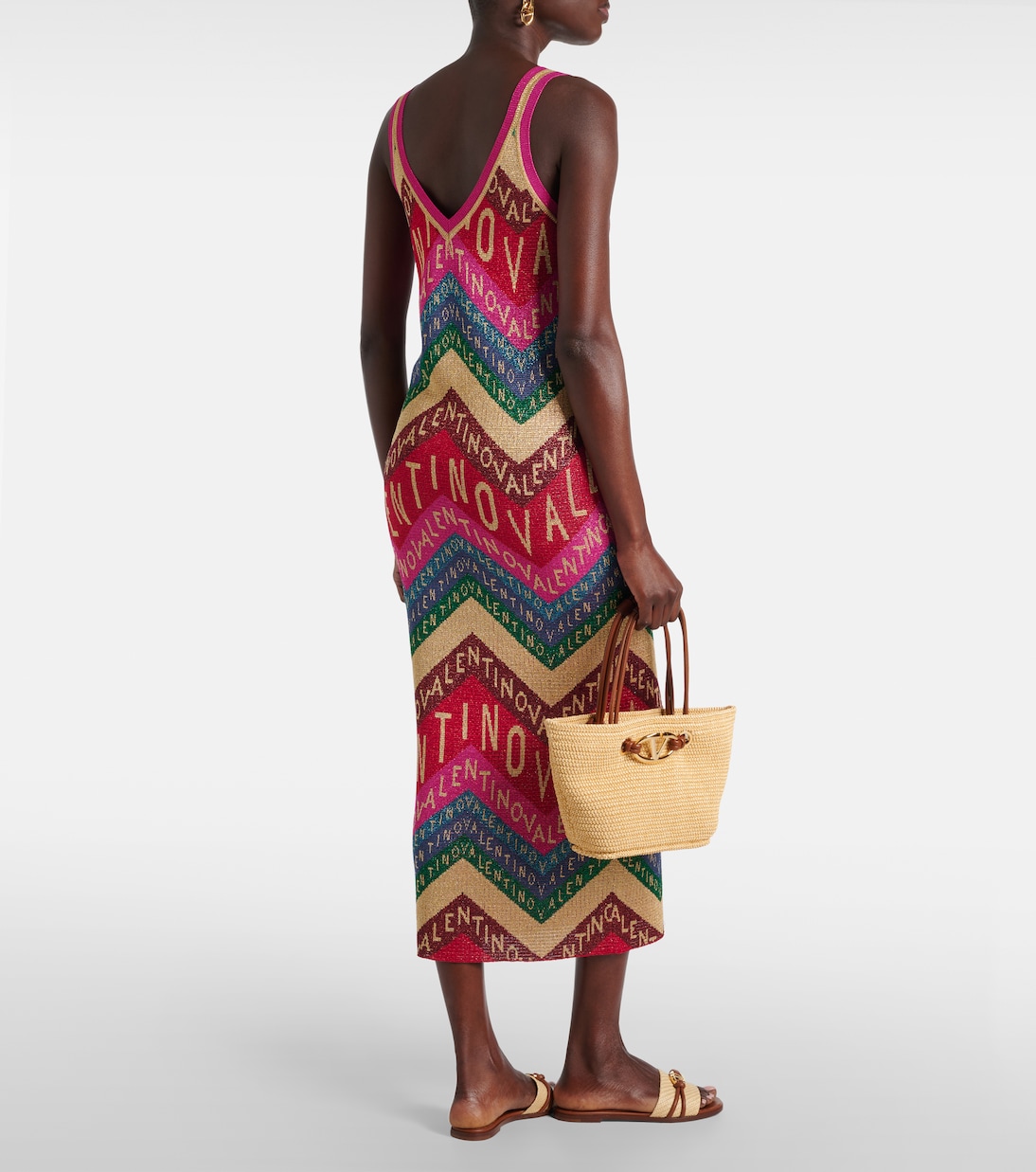 Vestido midi de Valentino Chevron | Valentino