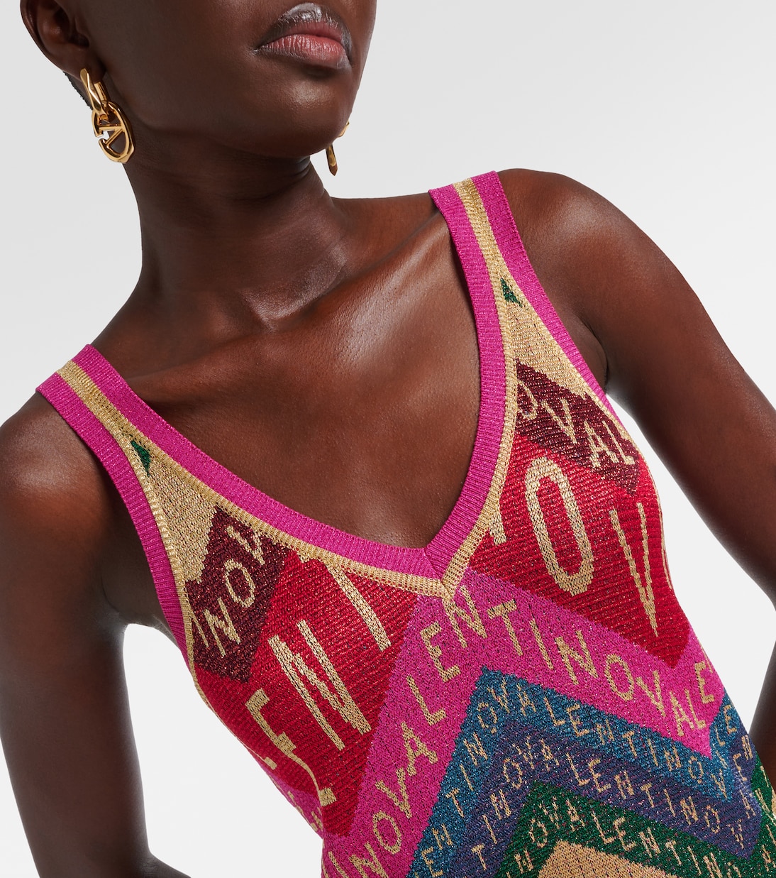 Vestido midi de Valentino Chevron | Valentino