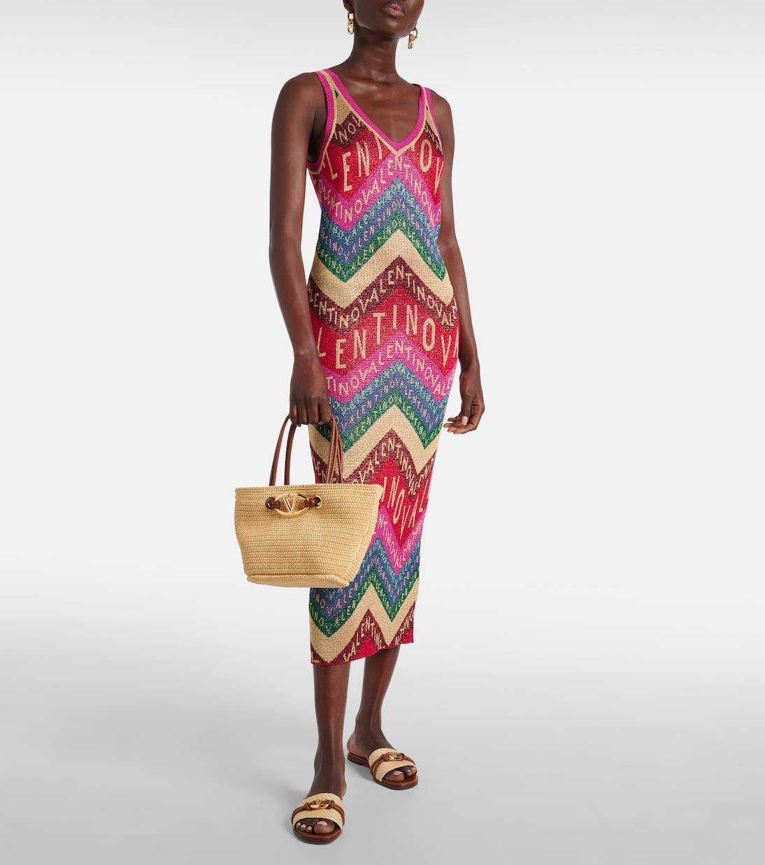 Vestido midi de Valentino Chevron | Valentino