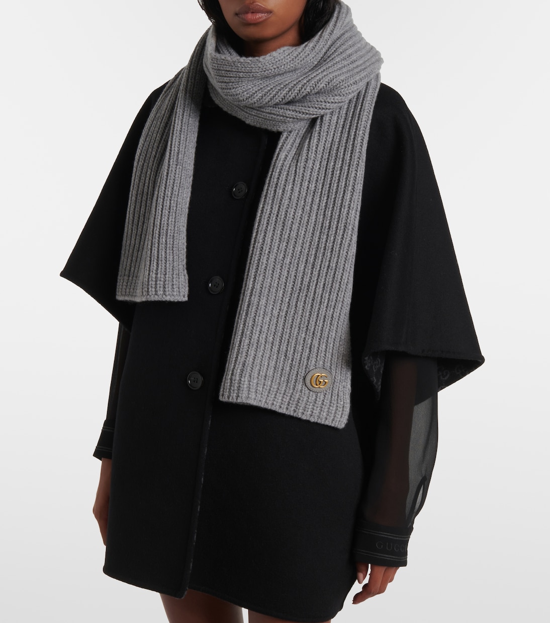 Sciarpa in lana e cashmere a coste | Gucci