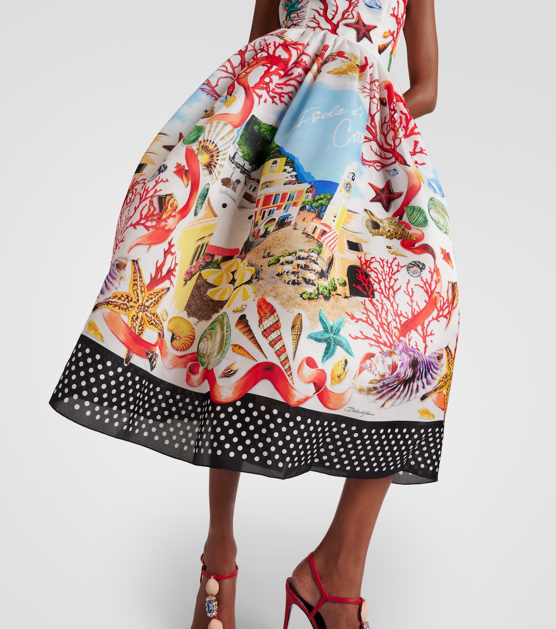 Vestido midi Capri de seda estampado | Dolce&Gabbana