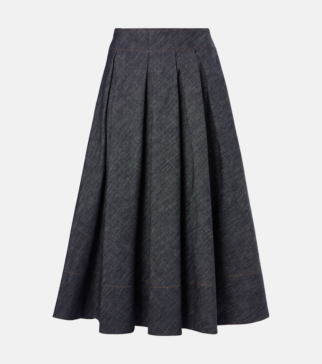 Mid-rise denim midi skirt | Brunello Cucinelli