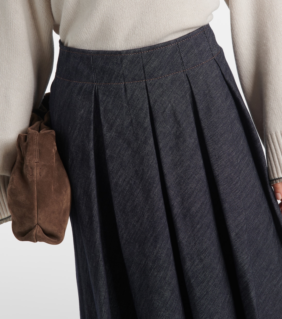 Mid-rise denim midi skirt | Brunello Cucinelli