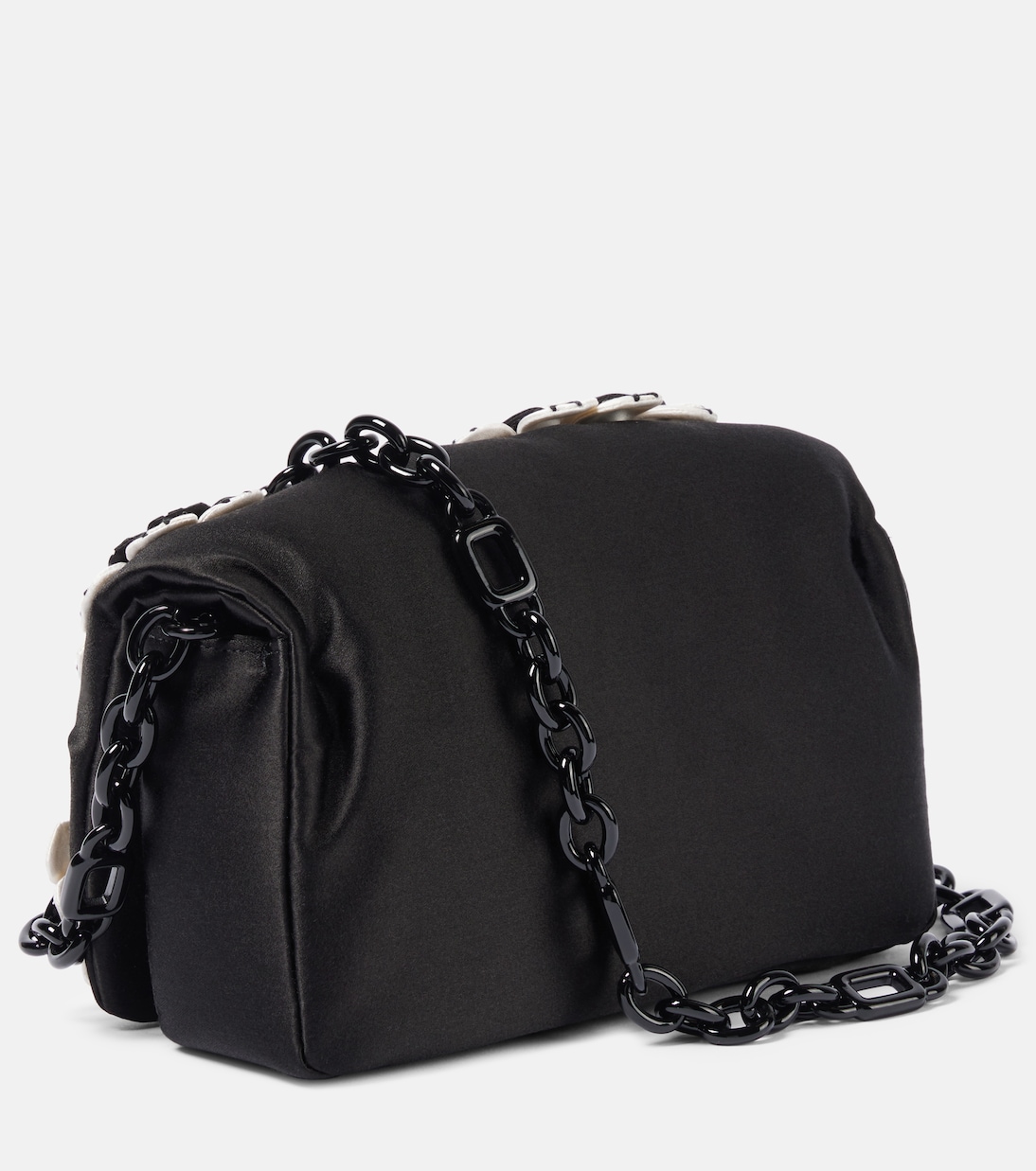 Viv' Choc floral-appliqué satin crossbody bag | Roger Vivier