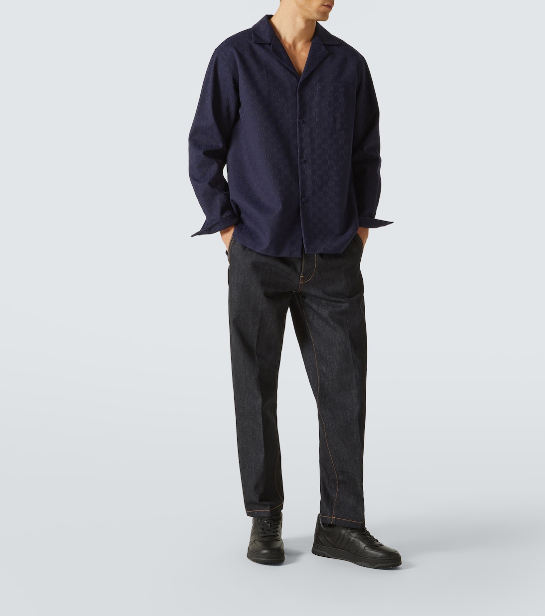 Camicia in canvas di misto cotone GG | Gucci