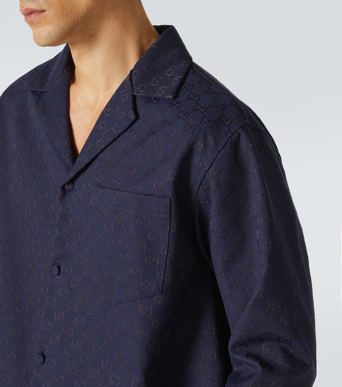 Camicia in canvas di misto cotone GG | Gucci