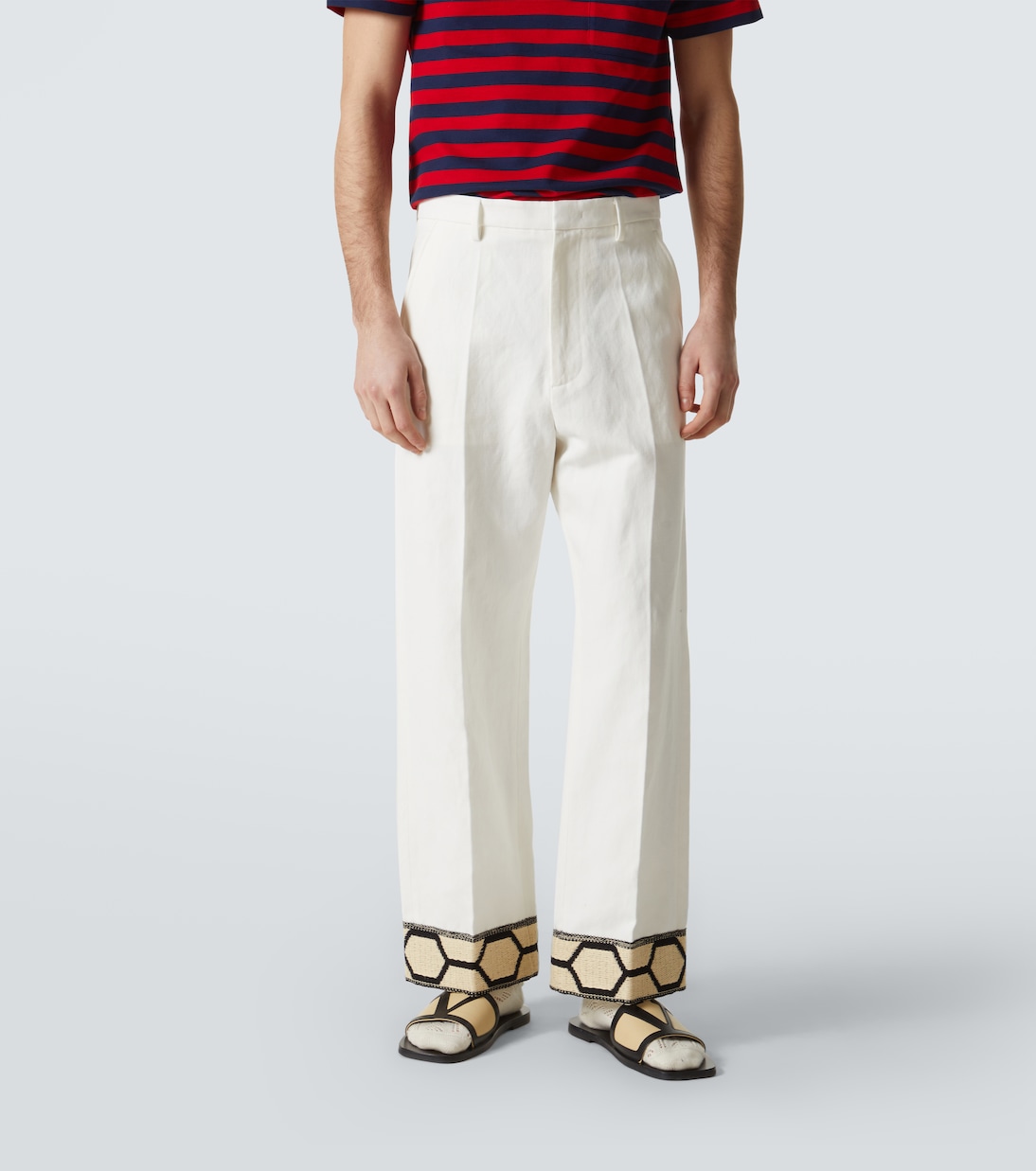 Pantaloni a gamba larga in cotone e lino | Valentino