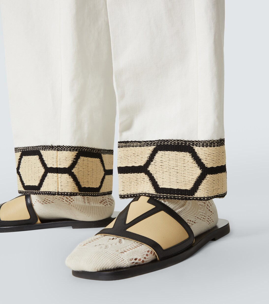 Pantaloni a gamba larga in cotone e lino | Valentino
