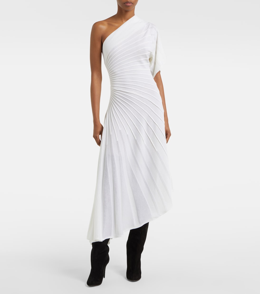 Abito midi Asym Ray in lana vergine | Alaïa