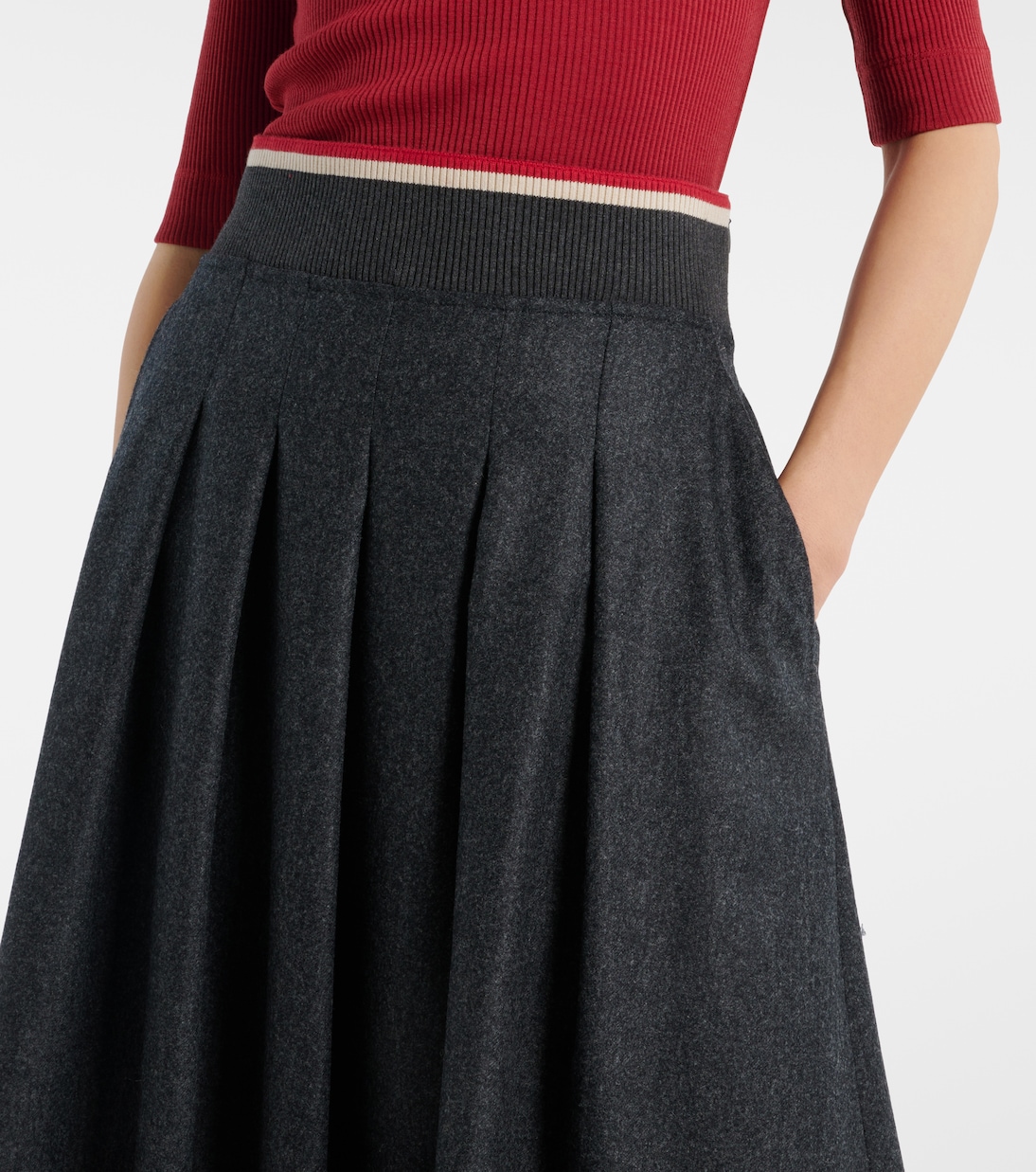 Falda Midi de Lana Elegante por Brunello Cucinelli para Jóvenes Modernos