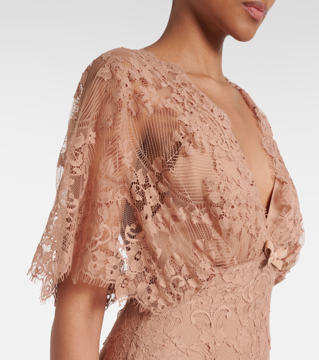 Abito lungo in pizzo di misto cotone | Elie Saab