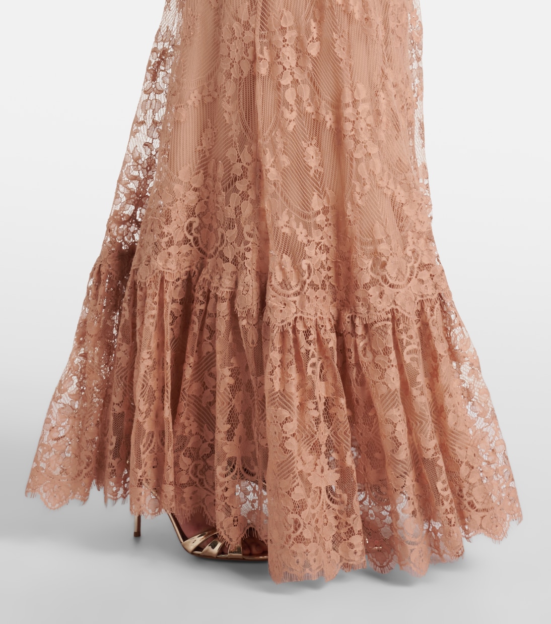 Abito lungo in pizzo di misto cotone | Elie Saab