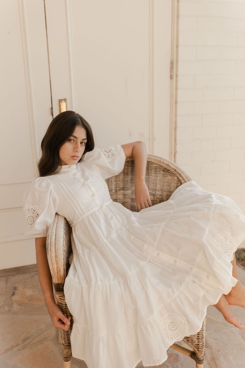 Vestido de gasa de algodón con aplique | Petite Amalie  