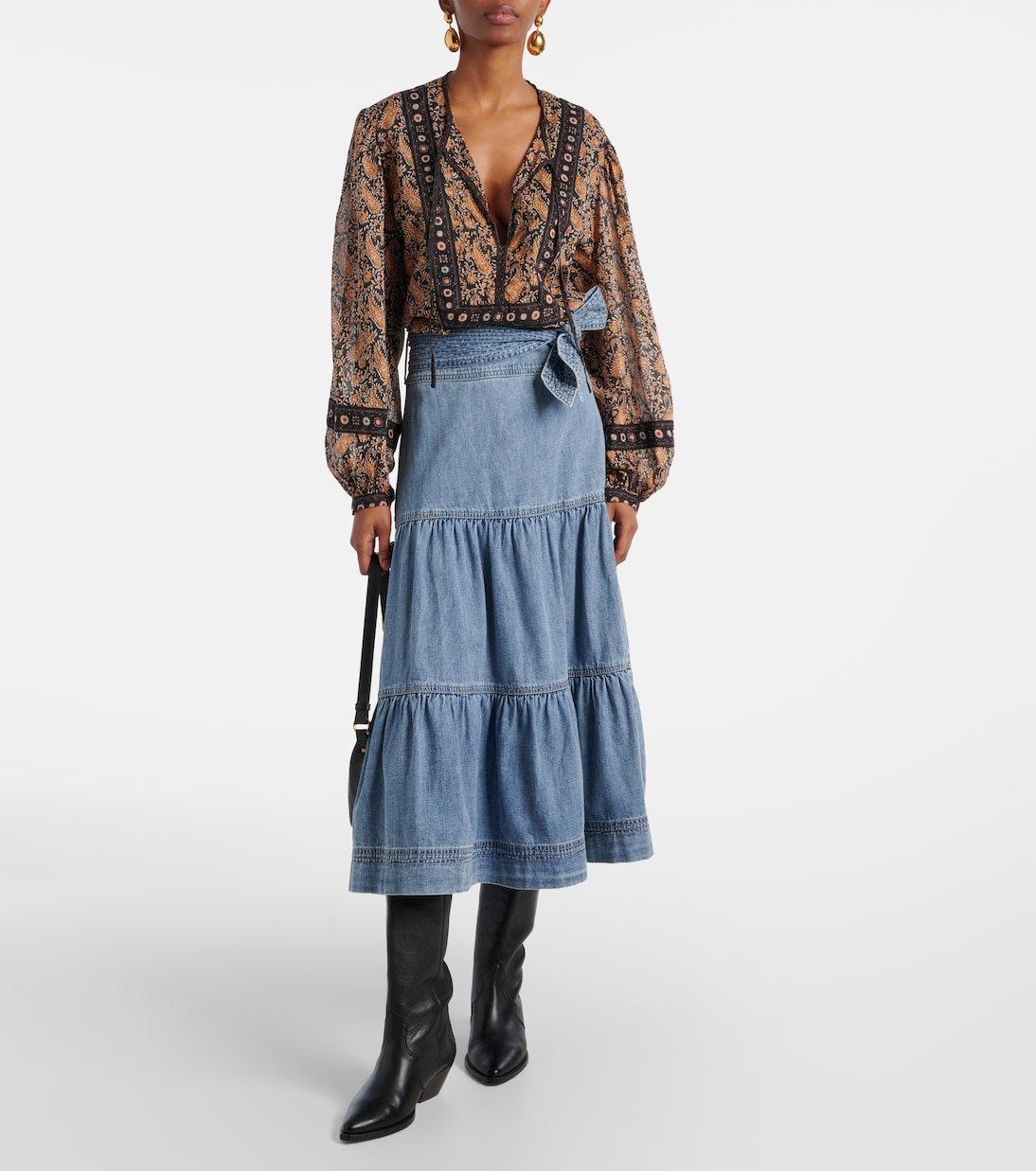 Gonna midi Armida in jeans a balze | Veronica Beard