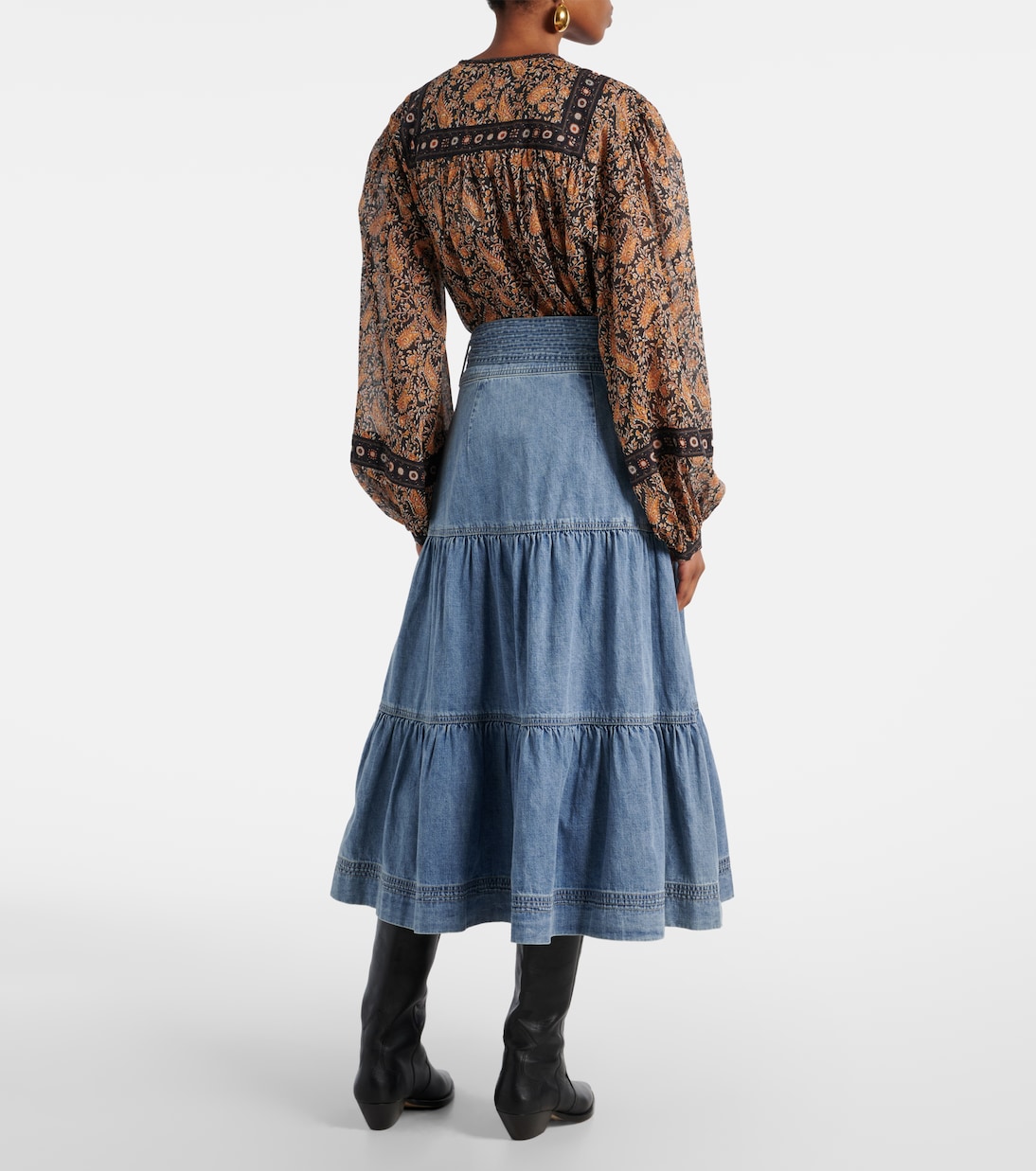Gonna midi Armida in jeans a balze | Veronica Beard