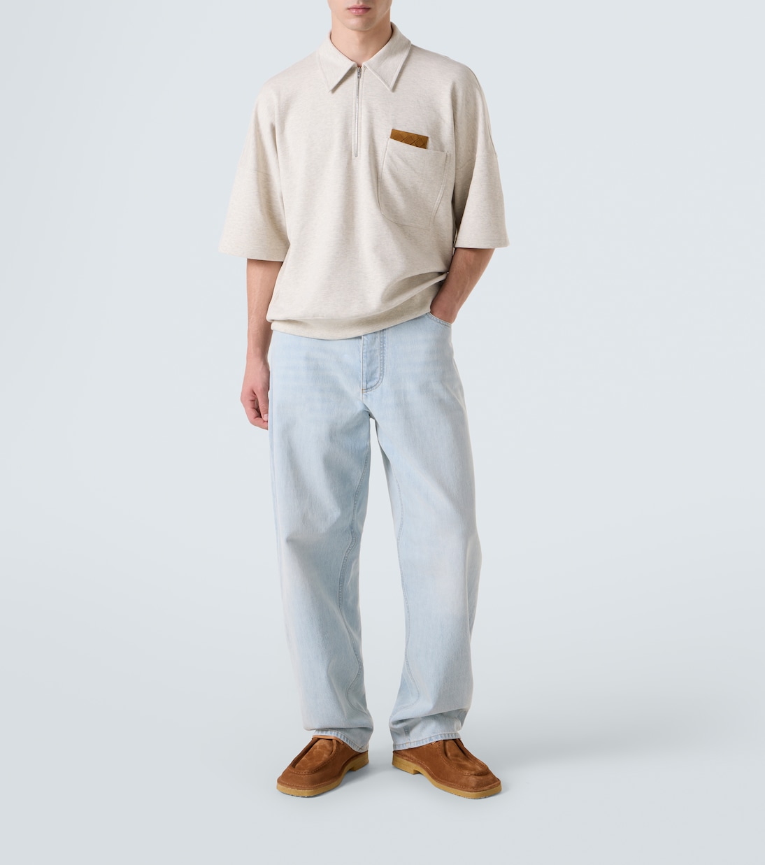 Polo de jersey de algodón con cremallera | Bottega Veneta