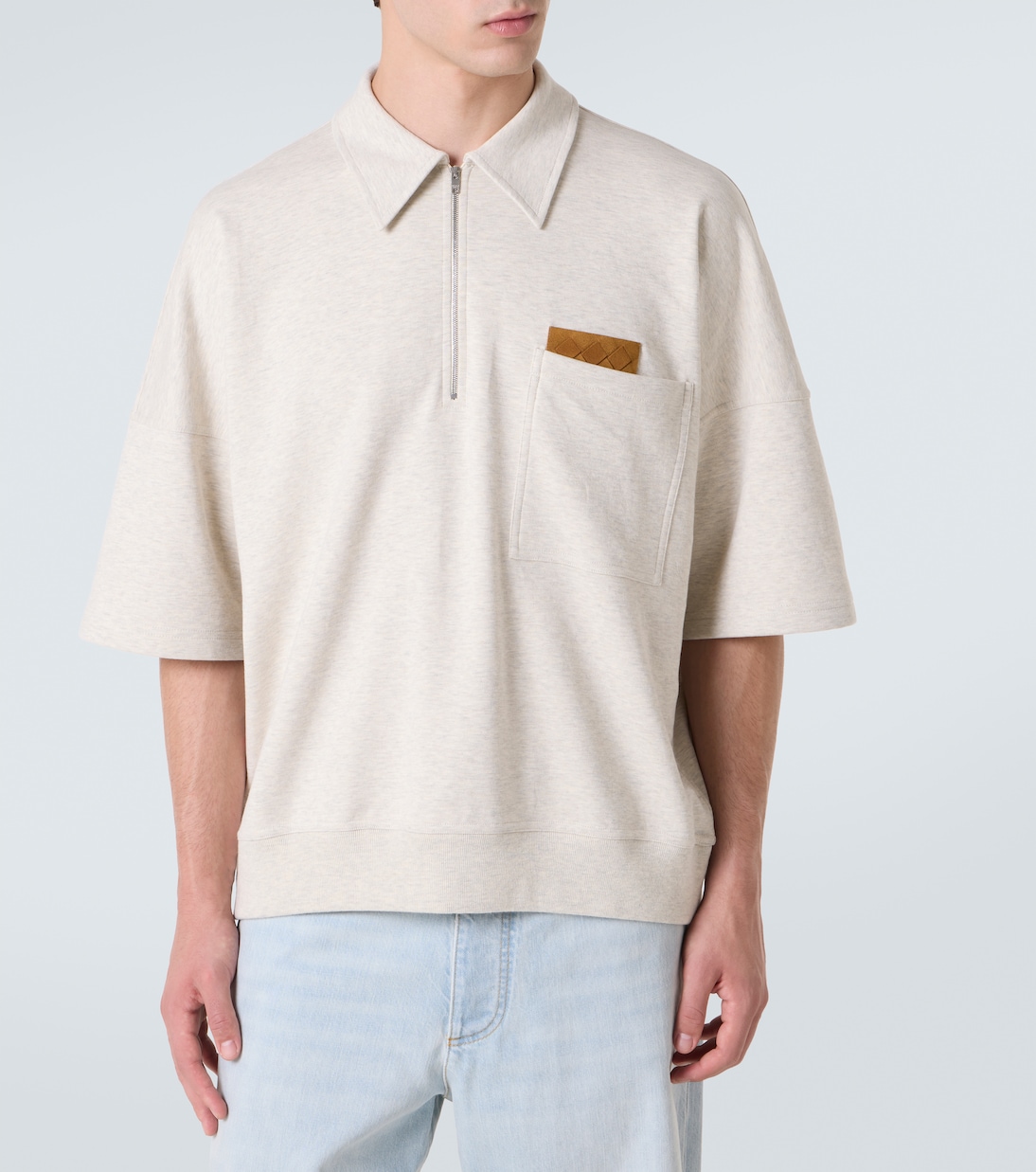 Polo de jersey de algodón con cremallera | Bottega Veneta