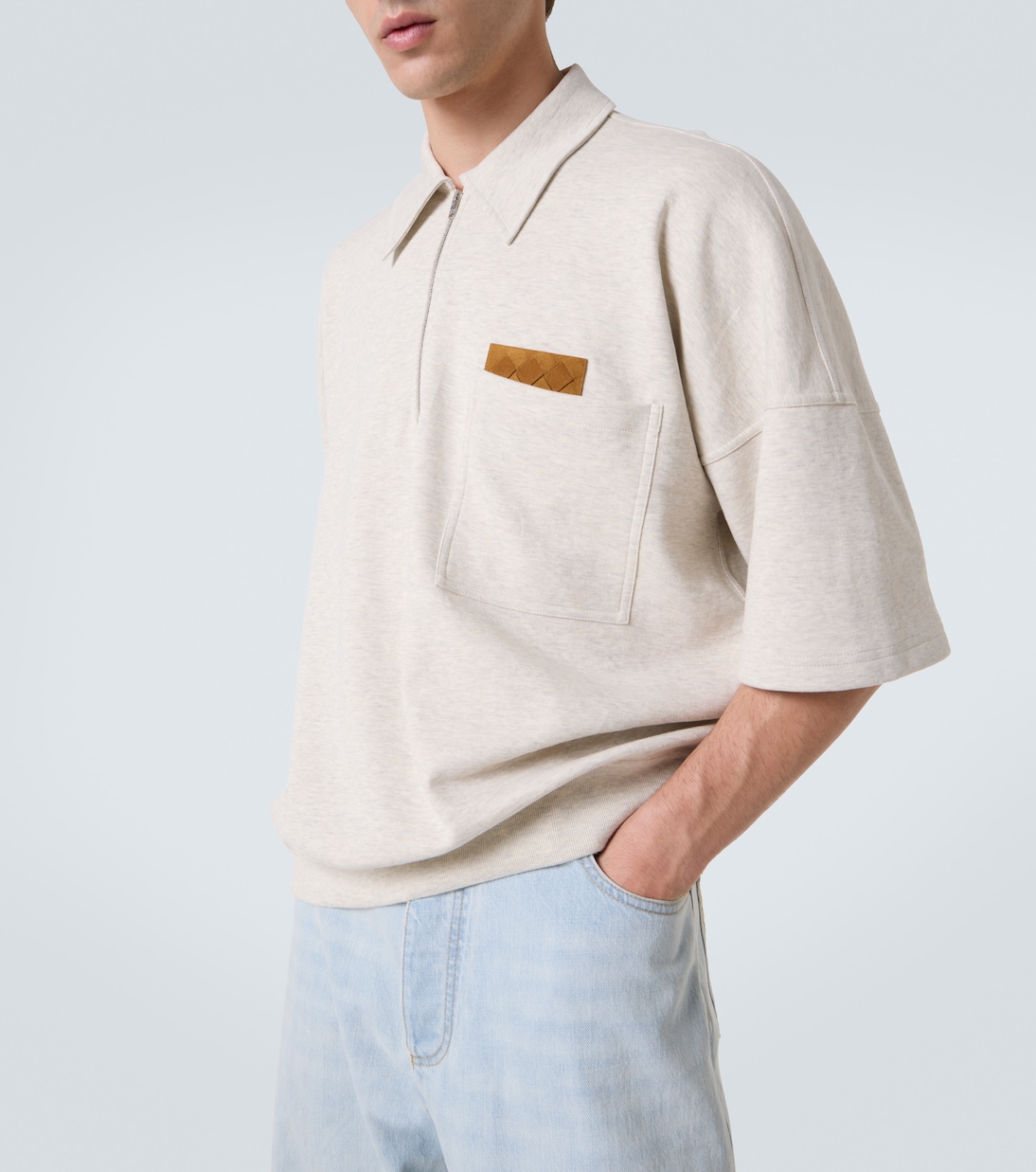 Polo de jersey de algodón con cremallera | Bottega Veneta