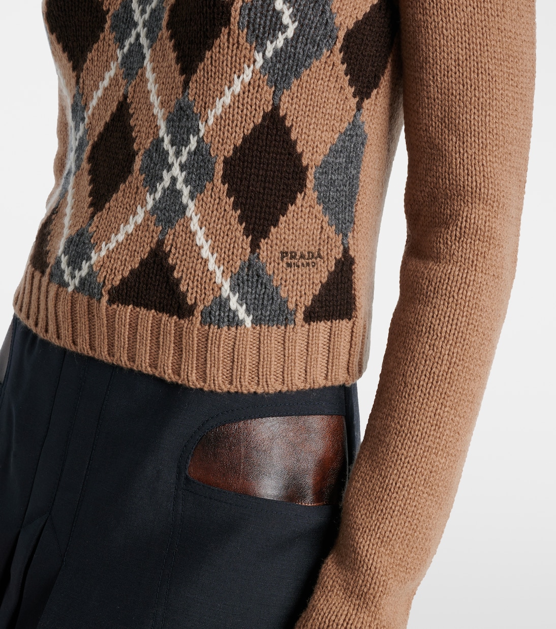 Pull en cachemire à motif Argyle | Prada