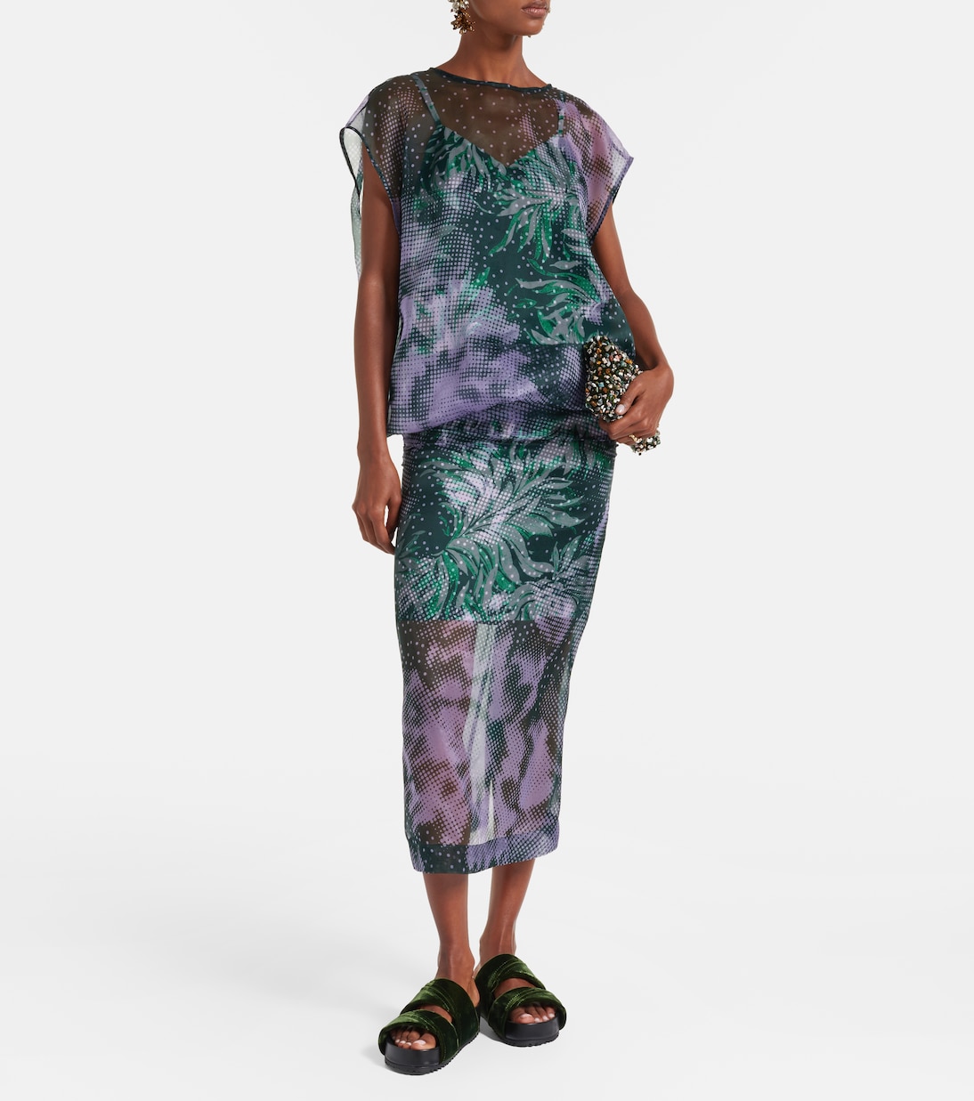 Printed silk organza top | Dries Van Noten