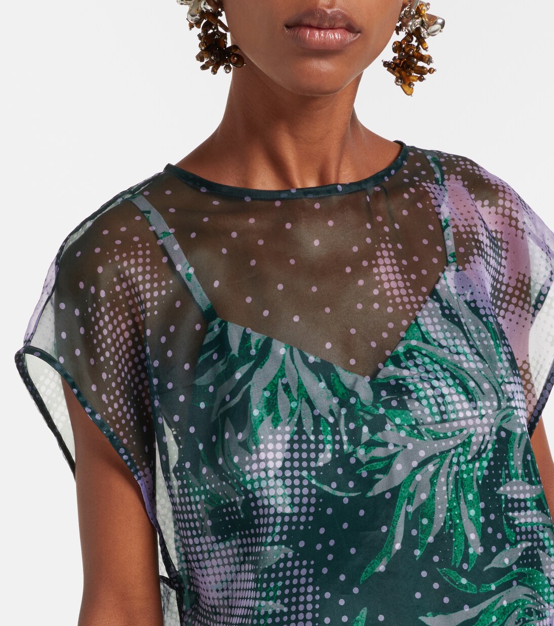 Printed silk organza top | Dries Van Noten