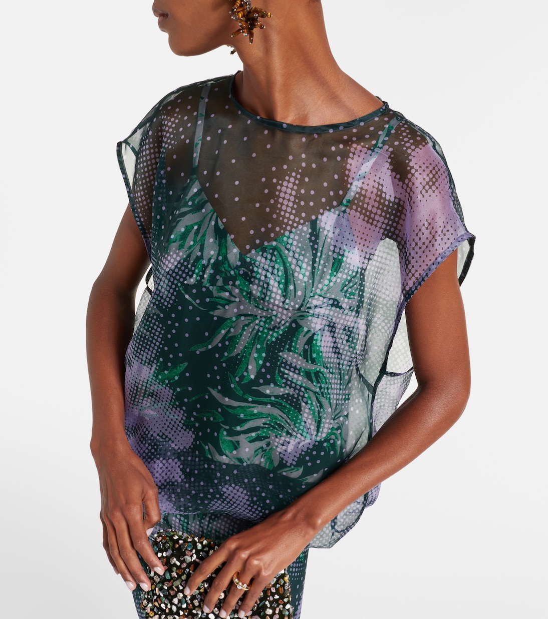 Printed silk organza top | Dries Van Noten