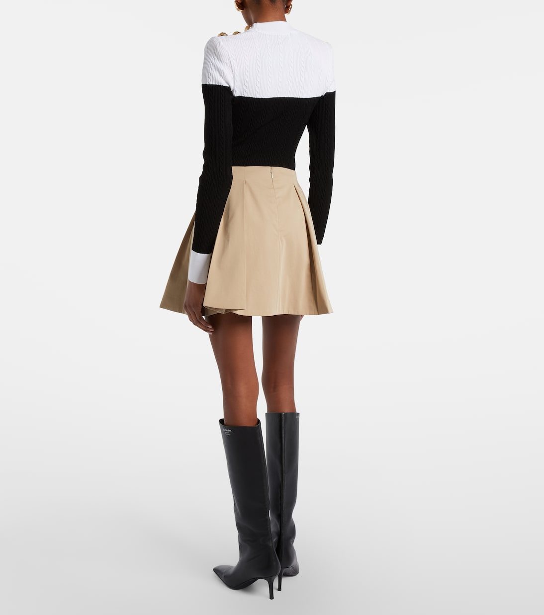 Pleated cotton gabardine miniskirt | Balmain