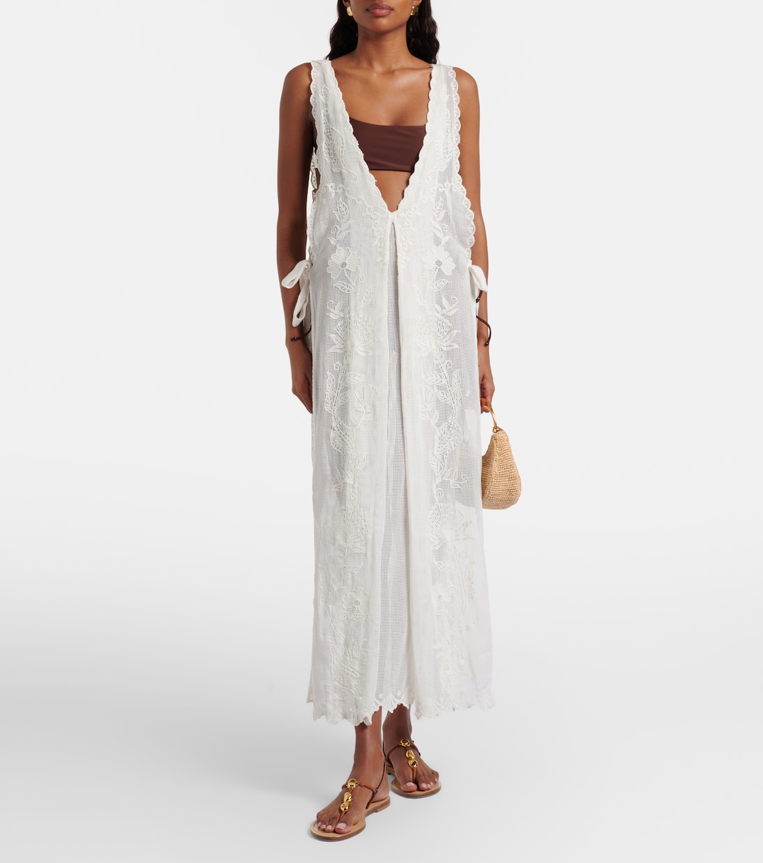 Sea Flowers 엠브로이더리 코튼 커버업 | Farm Rio