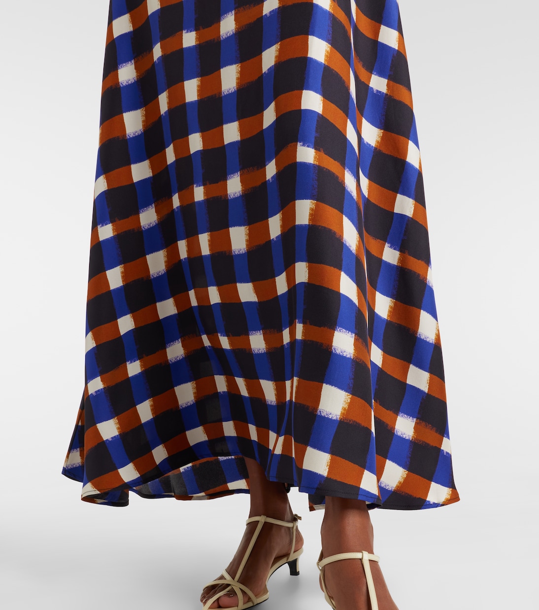 Napoli checked silk twill maxi dress | Asceno