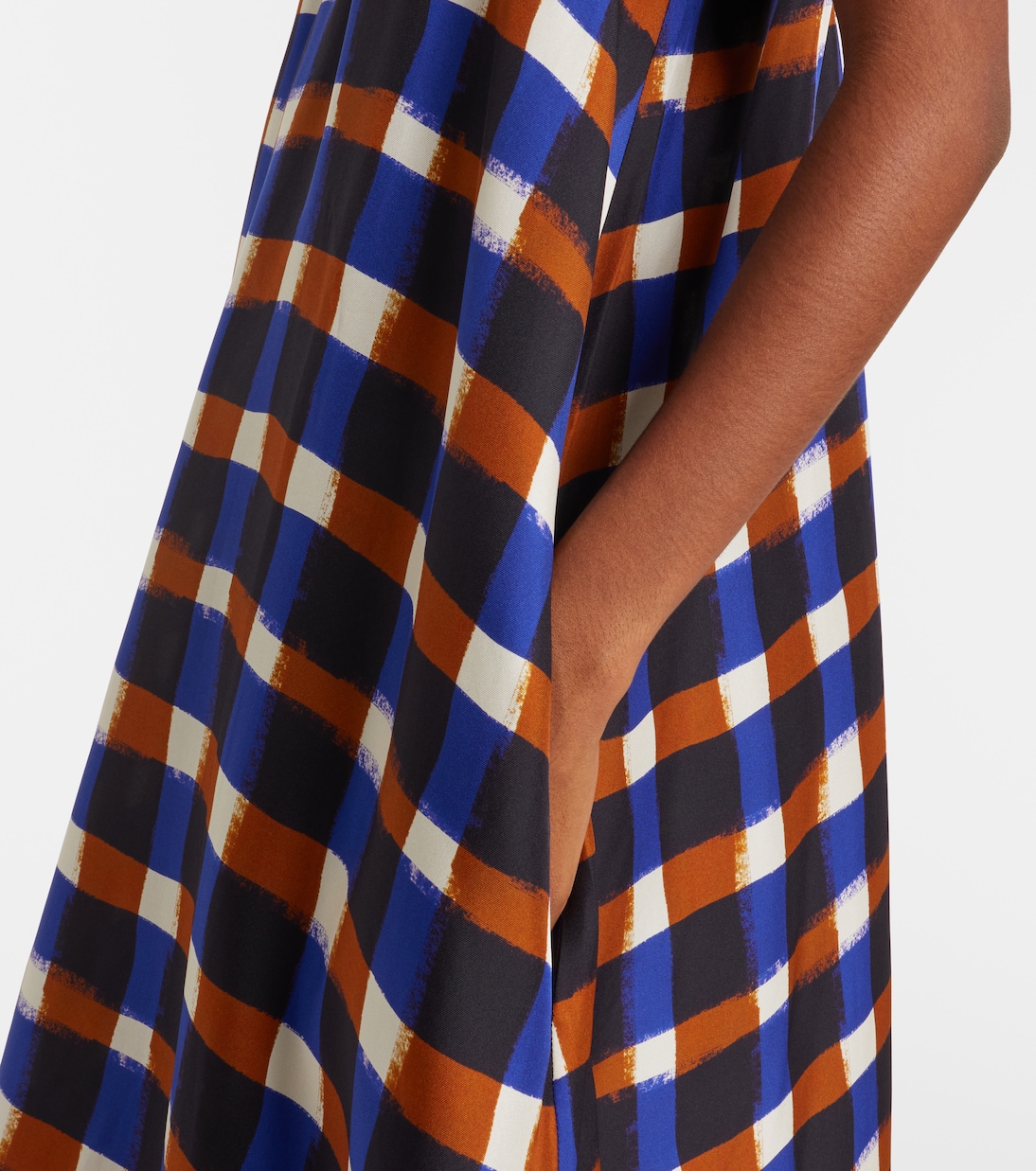 Napoli checked silk twill maxi dress | Asceno