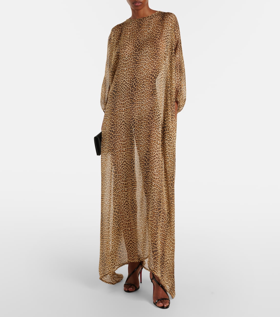 Leopard-print semi-sheer silk kaftan | Roberto Cavalli