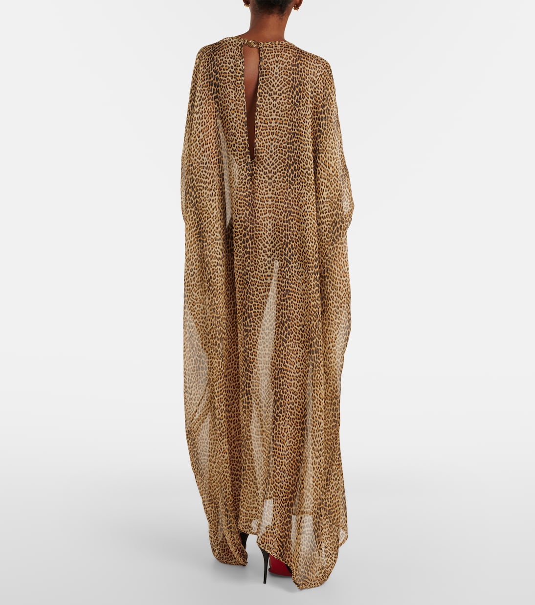 Leopard-print semi-sheer silk kaftan | Roberto Cavalli