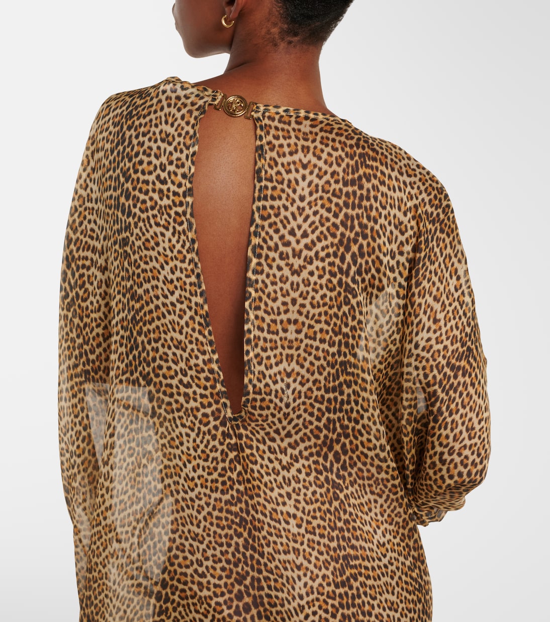 Leopard-print semi-sheer silk kaftan | Roberto Cavalli