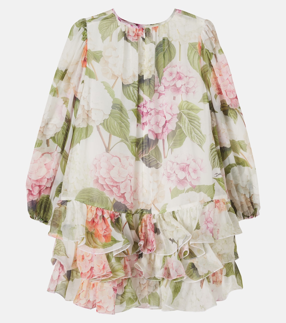 Floral ruffled silk chiffon dress | Dolce&Gabbana Kids