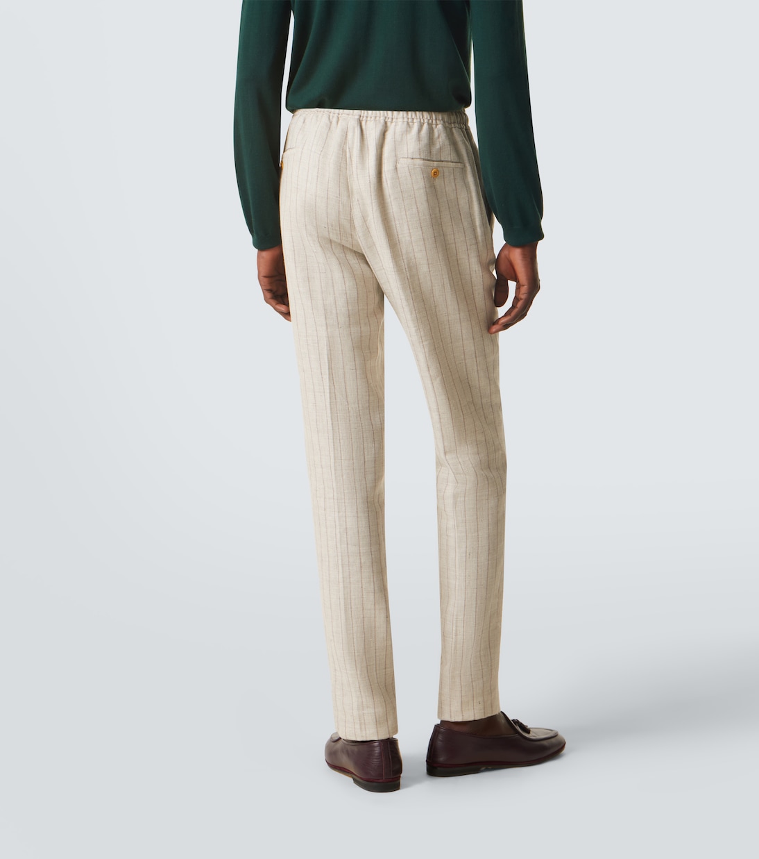 Pantalones slim de lino y lana a rayas | Rubinacci