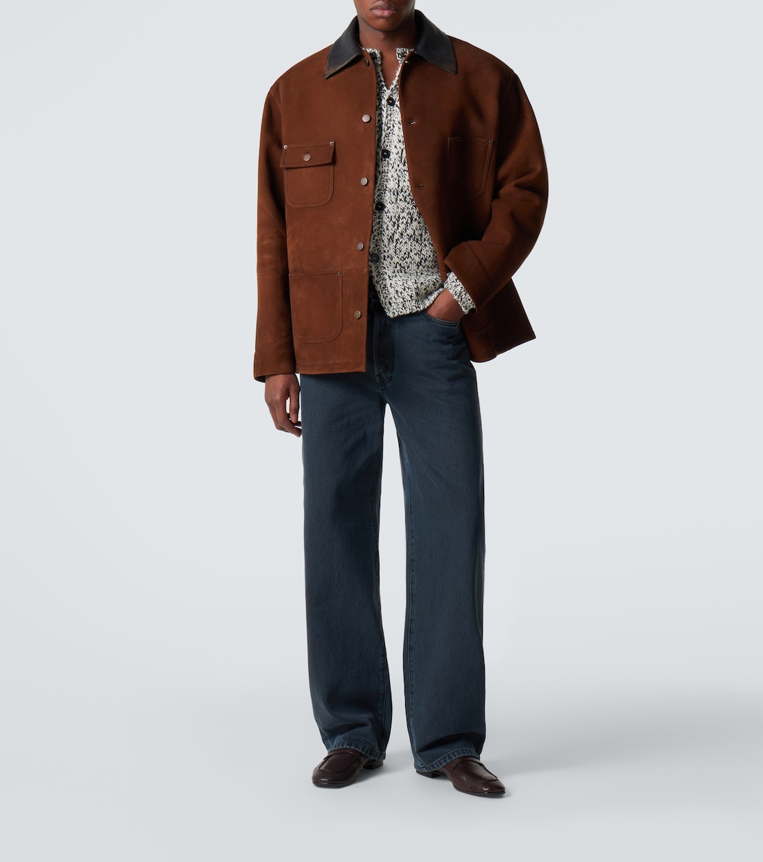 Leather-trimmed suede jacket | Prada