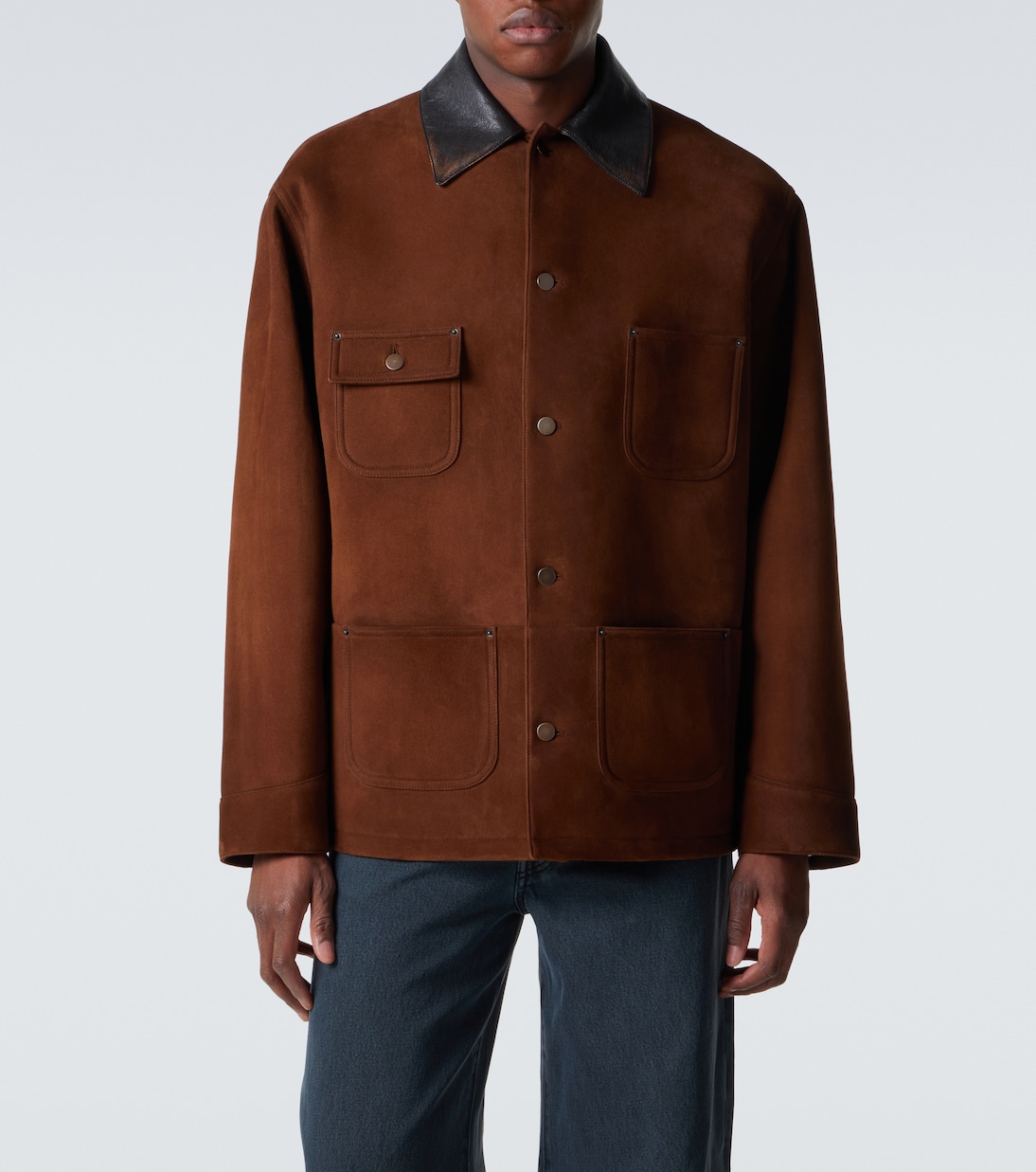 Leather-trimmed suede jacket | Prada