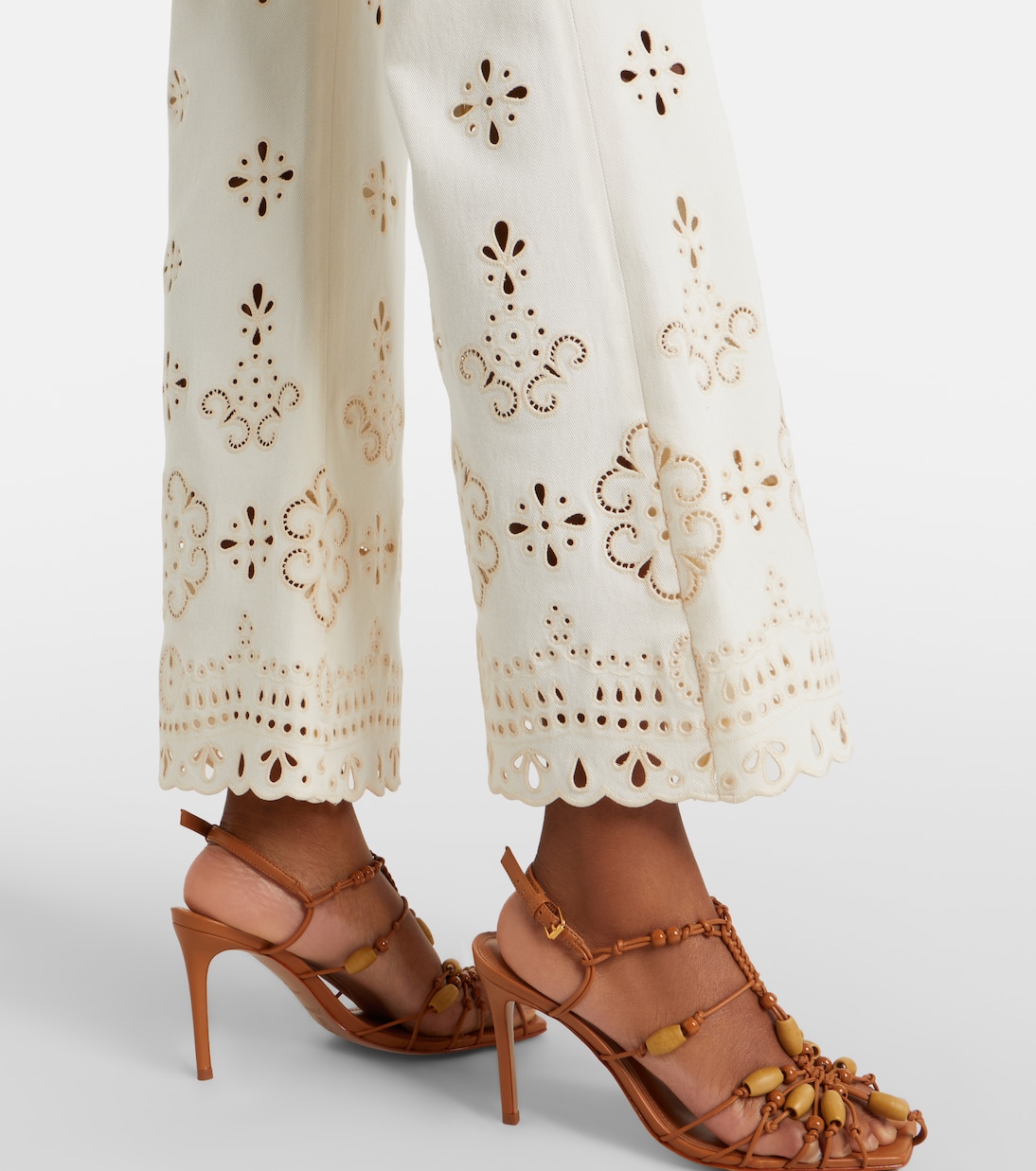 Komi eyelet cotton twill wide-leg pants | Veronica Beard