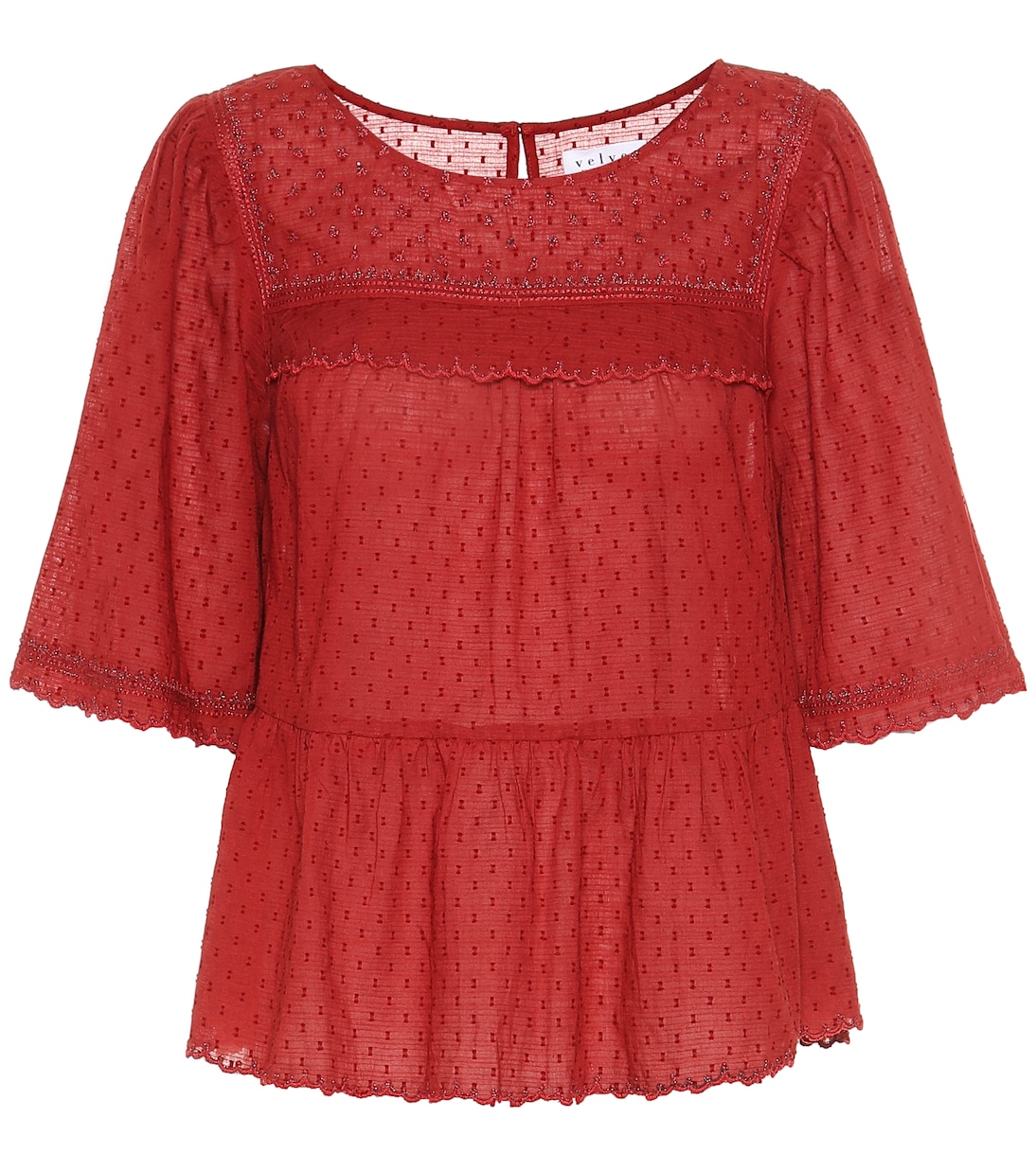 Blouse Raina brodée en coton à fil coupé | Velvet