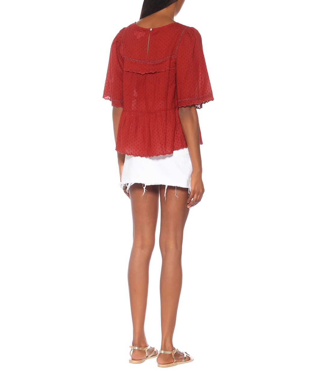 Blouse Raina brodée en coton à fil coupé | Velvet