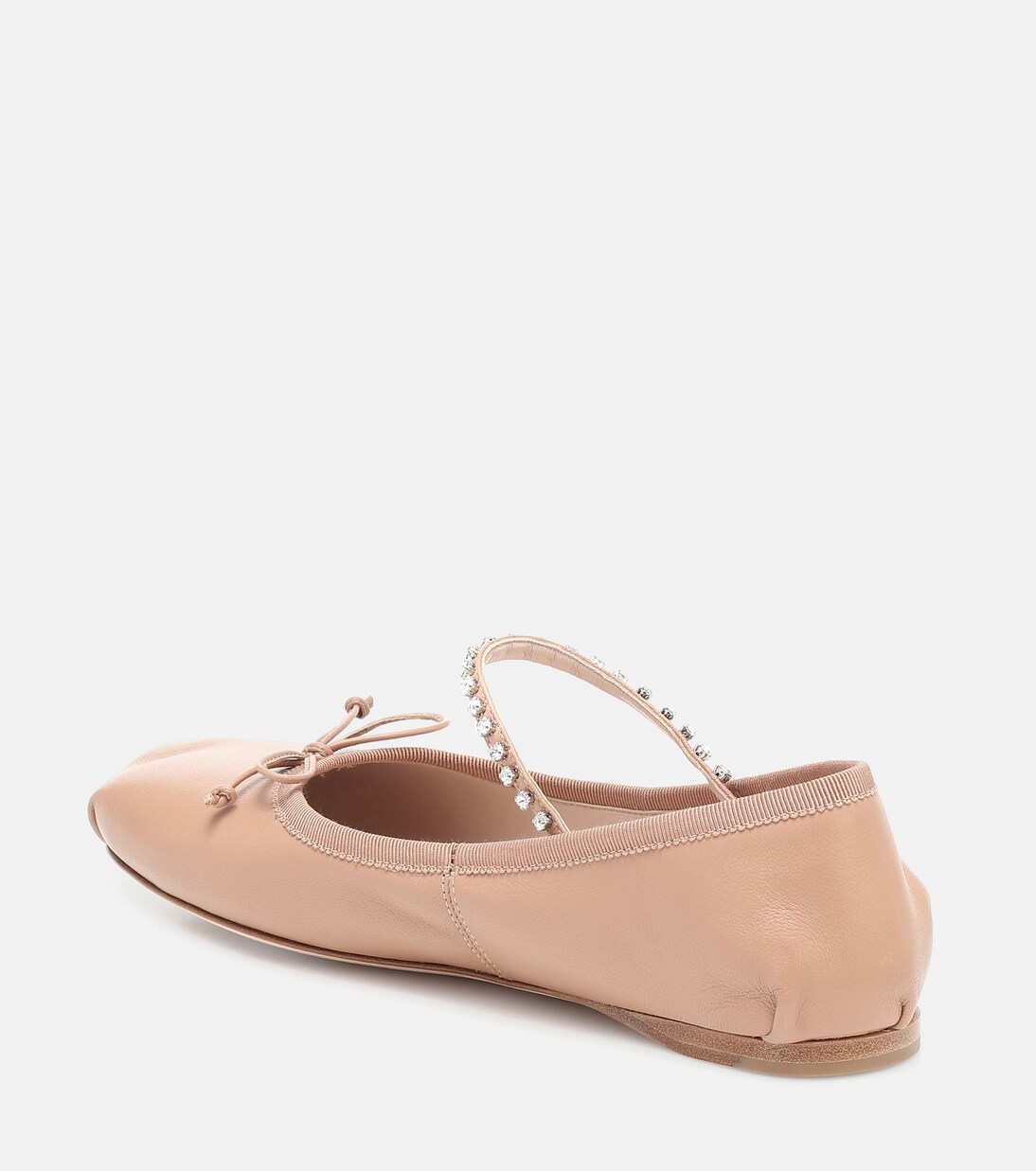 Ballerine in pelle con cristalli | Miu Miu