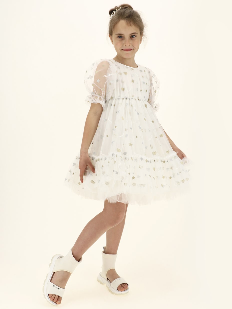 Besticktes Kleid aus Tüll | Monnalisa