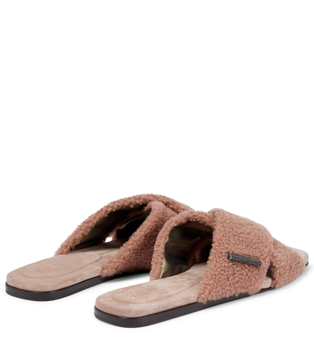 Embellished shearling slides | Brunello Cucinelli