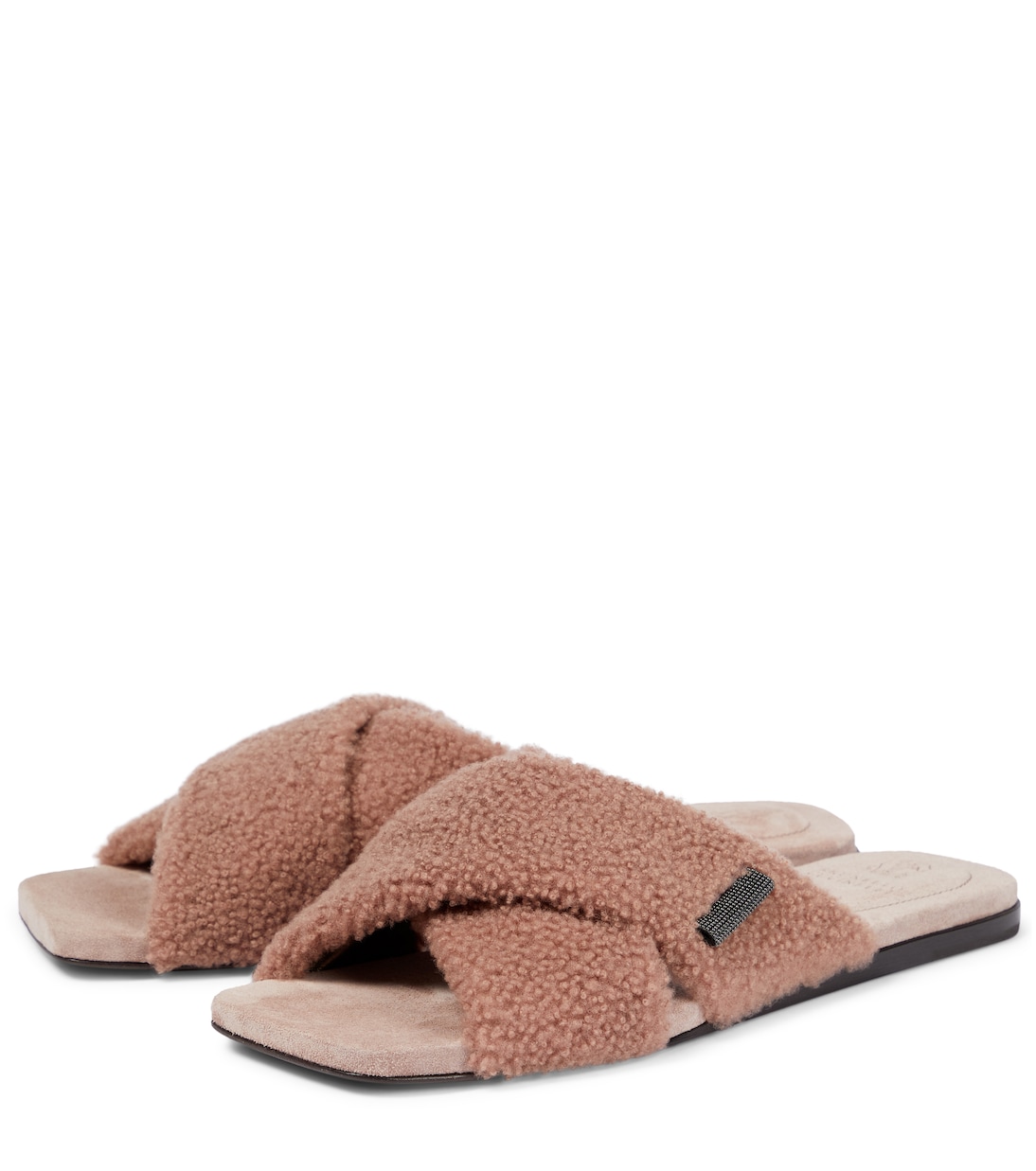 Embellished shearling slides | Brunello Cucinelli