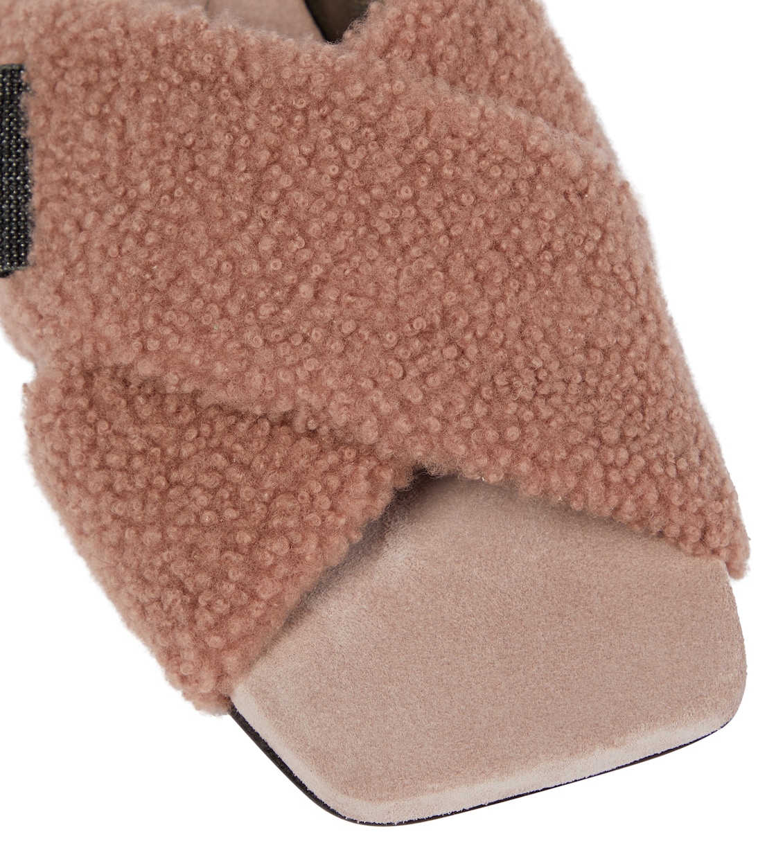 Embellished shearling slides | Brunello Cucinelli