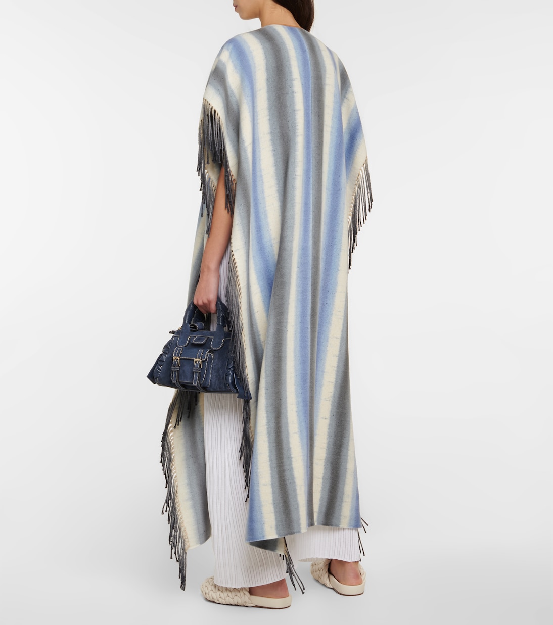 Caftano in cashmere e seta a righe | Chloé