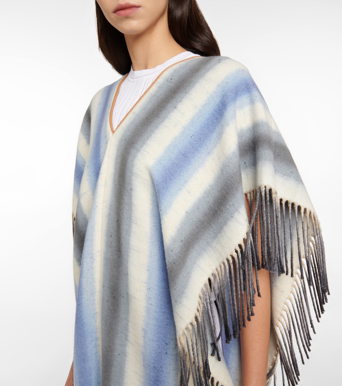 Caftano in cashmere e seta a righe | Chloé
